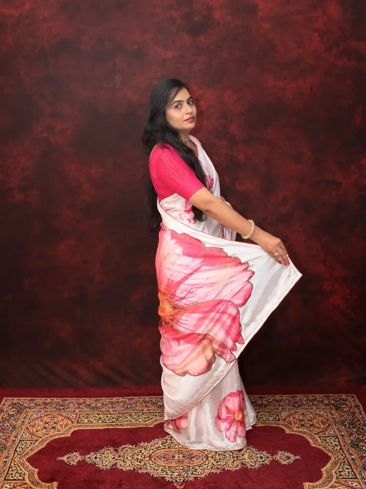 Off White Floral Saree