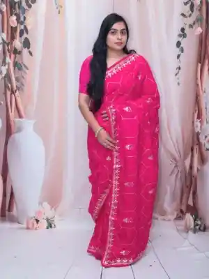 RANI PINK EMBROIDERY WITH GEOMATRIC PARTTENS