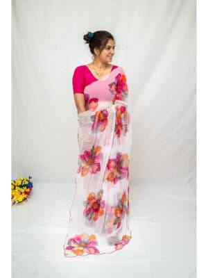 Off White print flowers Georgatte Handwork