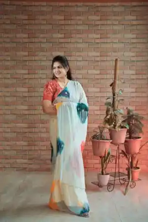 Off White Multi Color Simmar Hand work Khotali