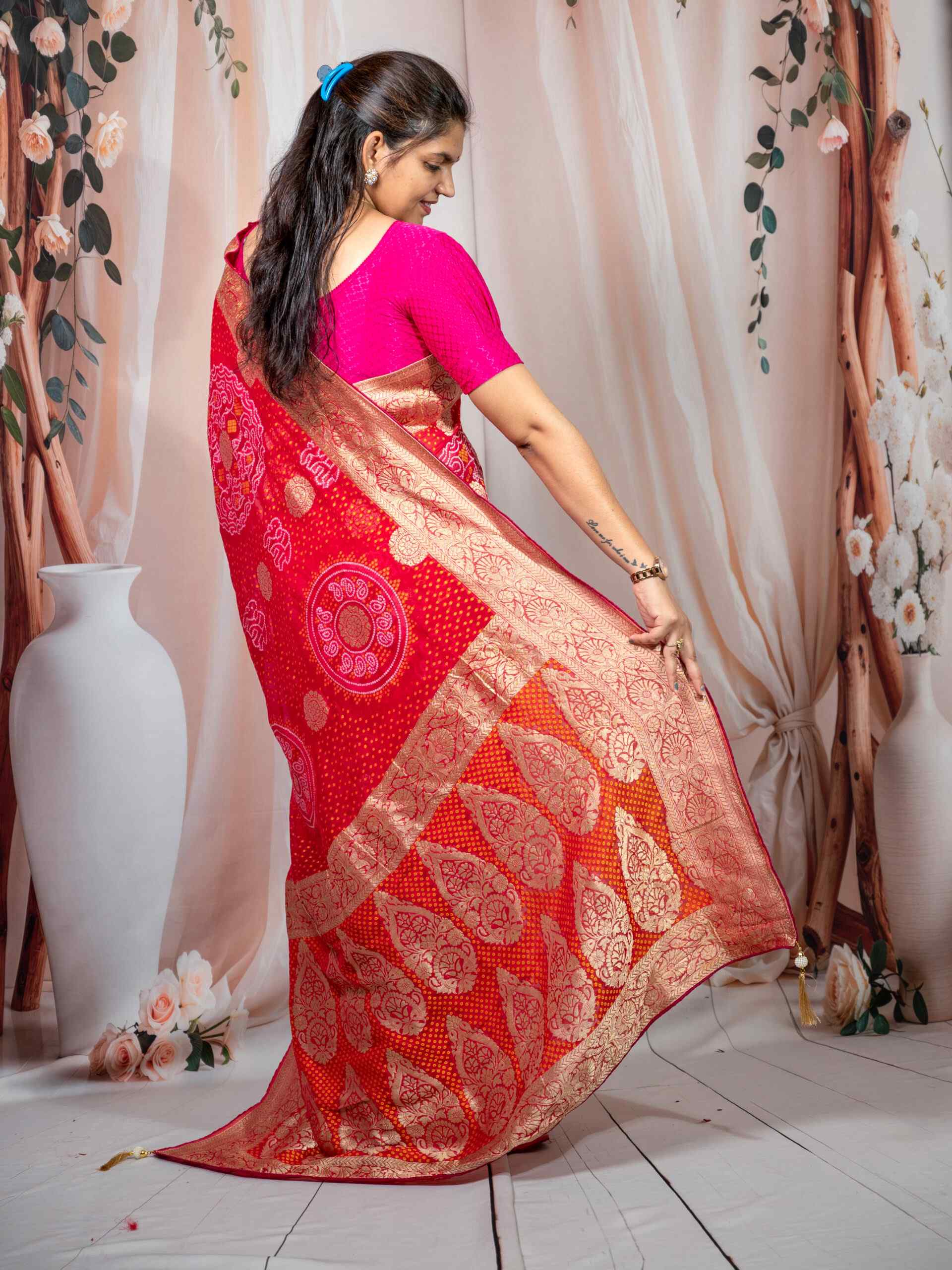 Traditional Bandhej Saree Online