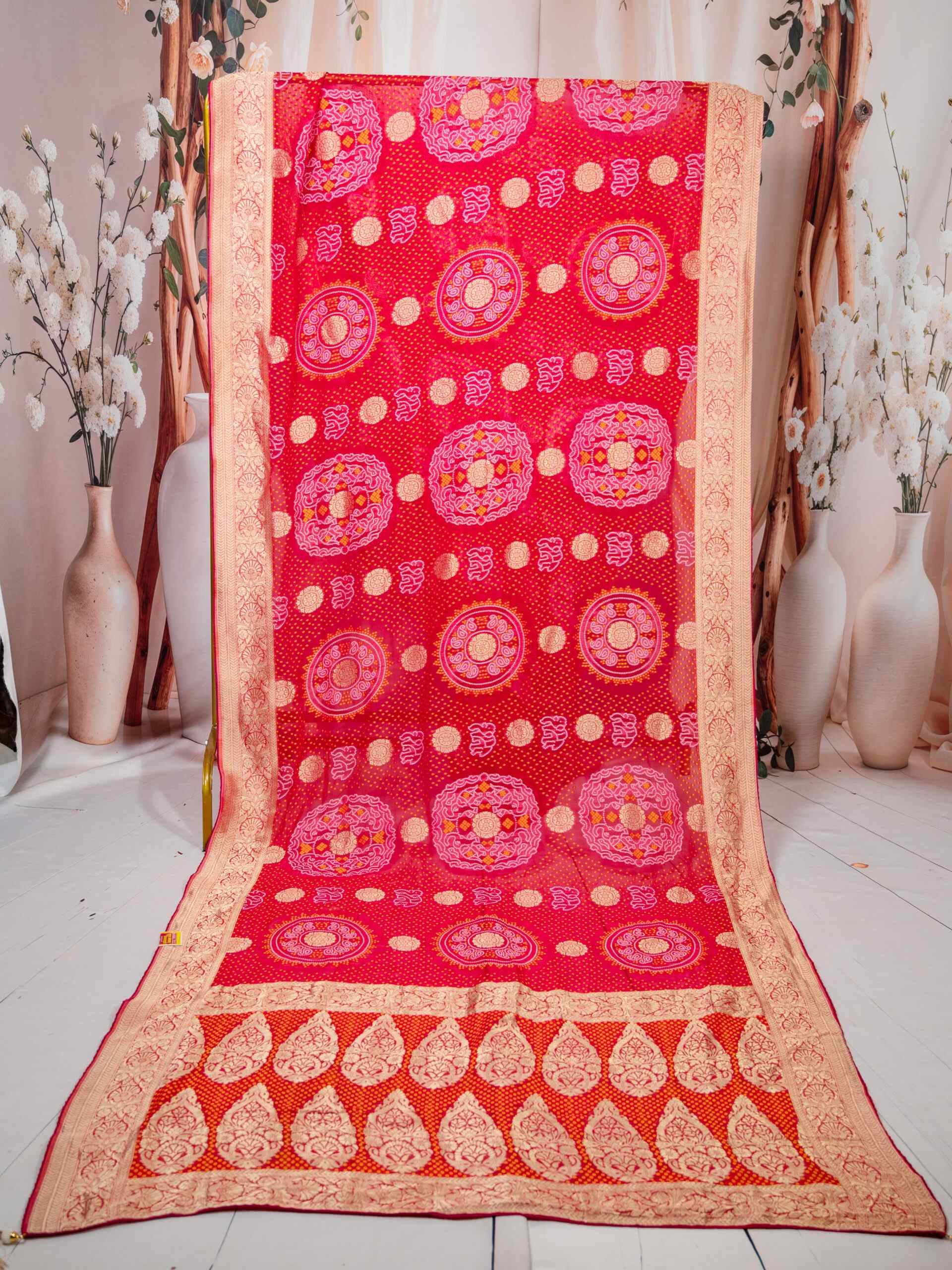 Bandhej Saree with Jacquard Border