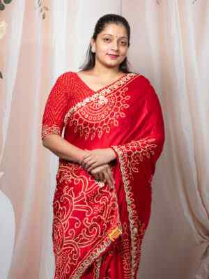 Red Modalk Gaji Saree