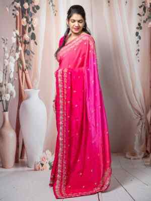 Graceful Rani Pink Uppada Silk Saree with Embroidery Work