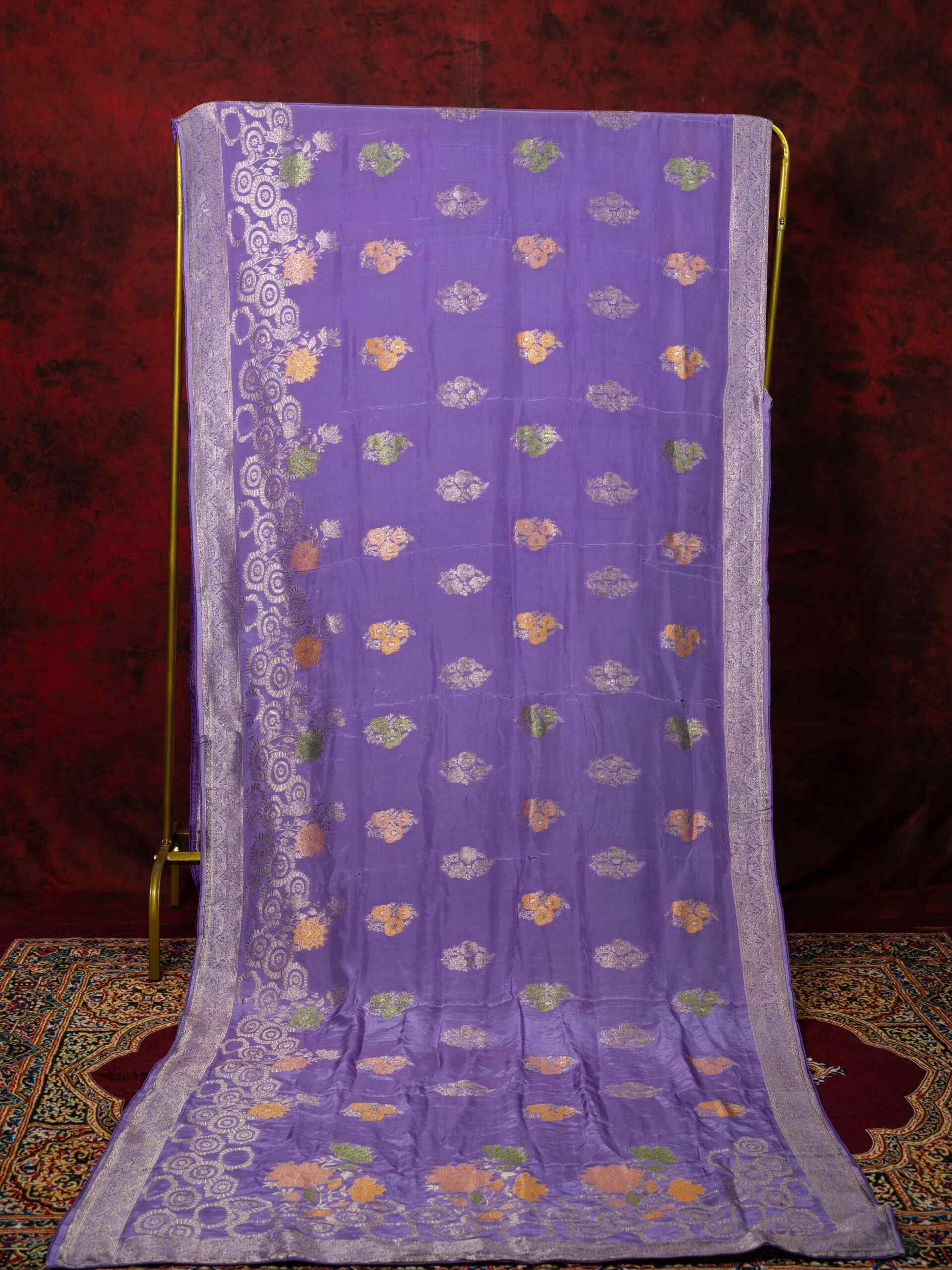 Royal Lavender Pure Dola Silk Saree with Banarasi pettern - Image 6