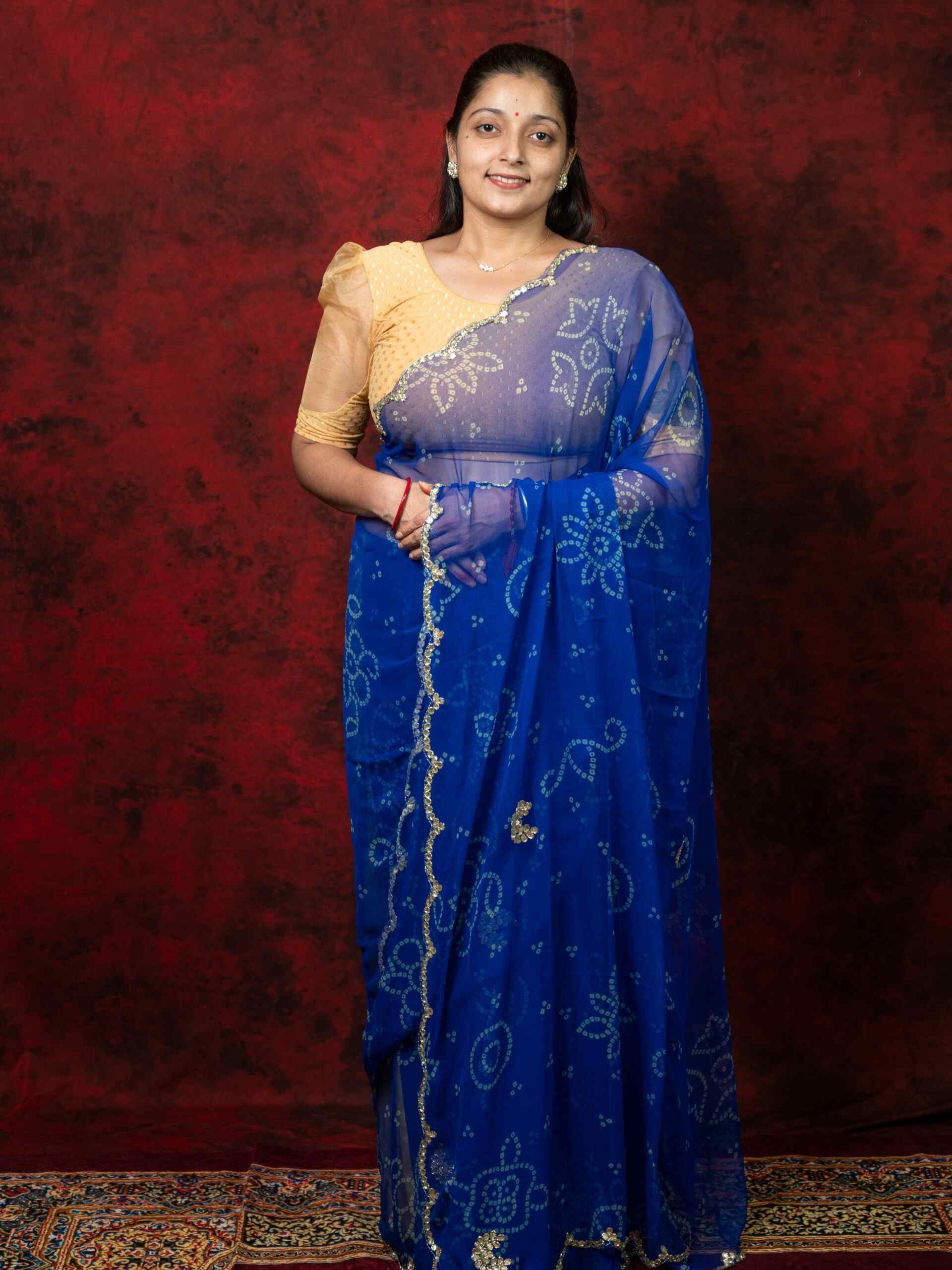 Blue Georgette Saree with Cutdana Work - Image 2
