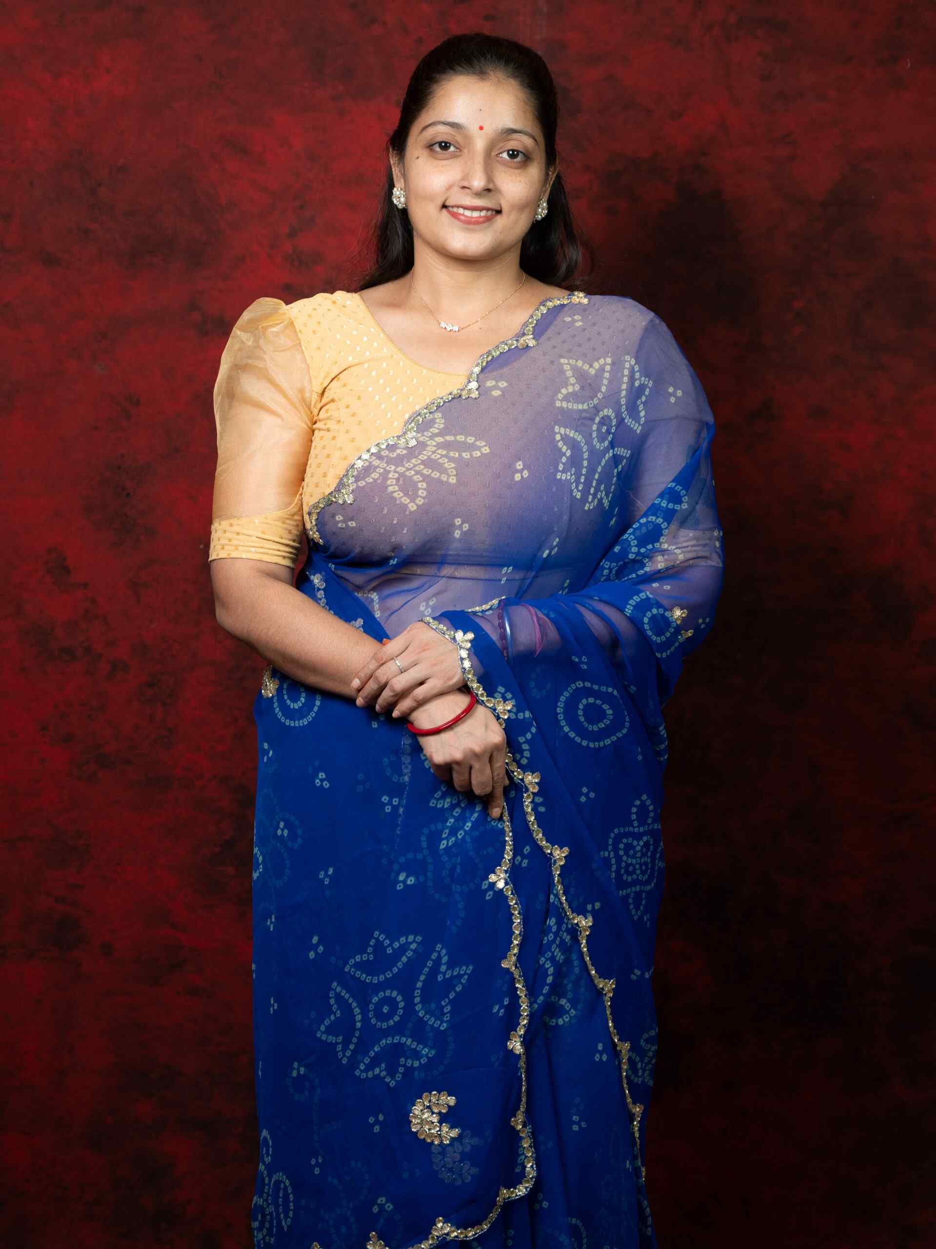Blue Georgette Saree with Cutdana Work - Image 3
