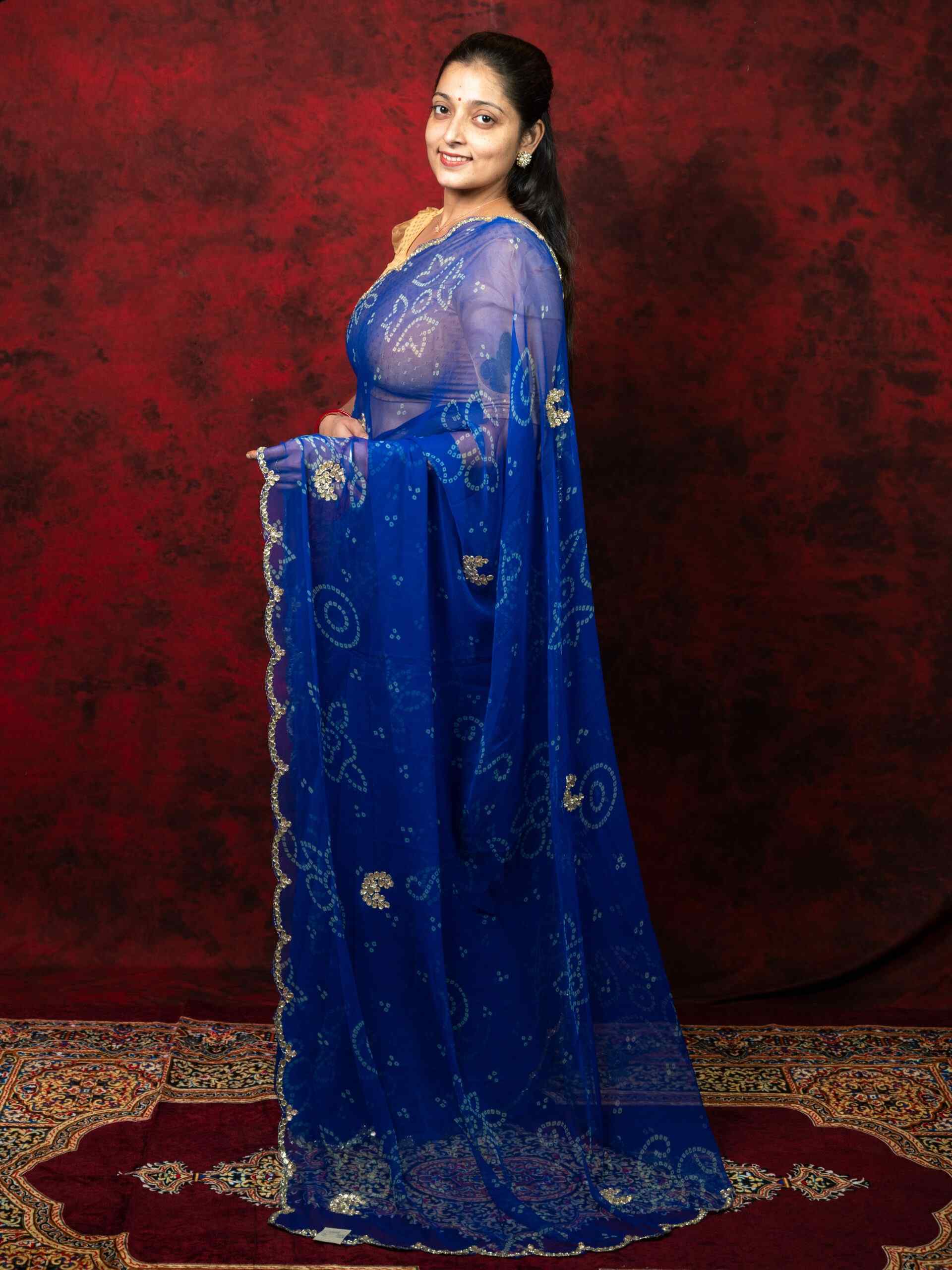 Blue Georgette Saree with Cutdana Work