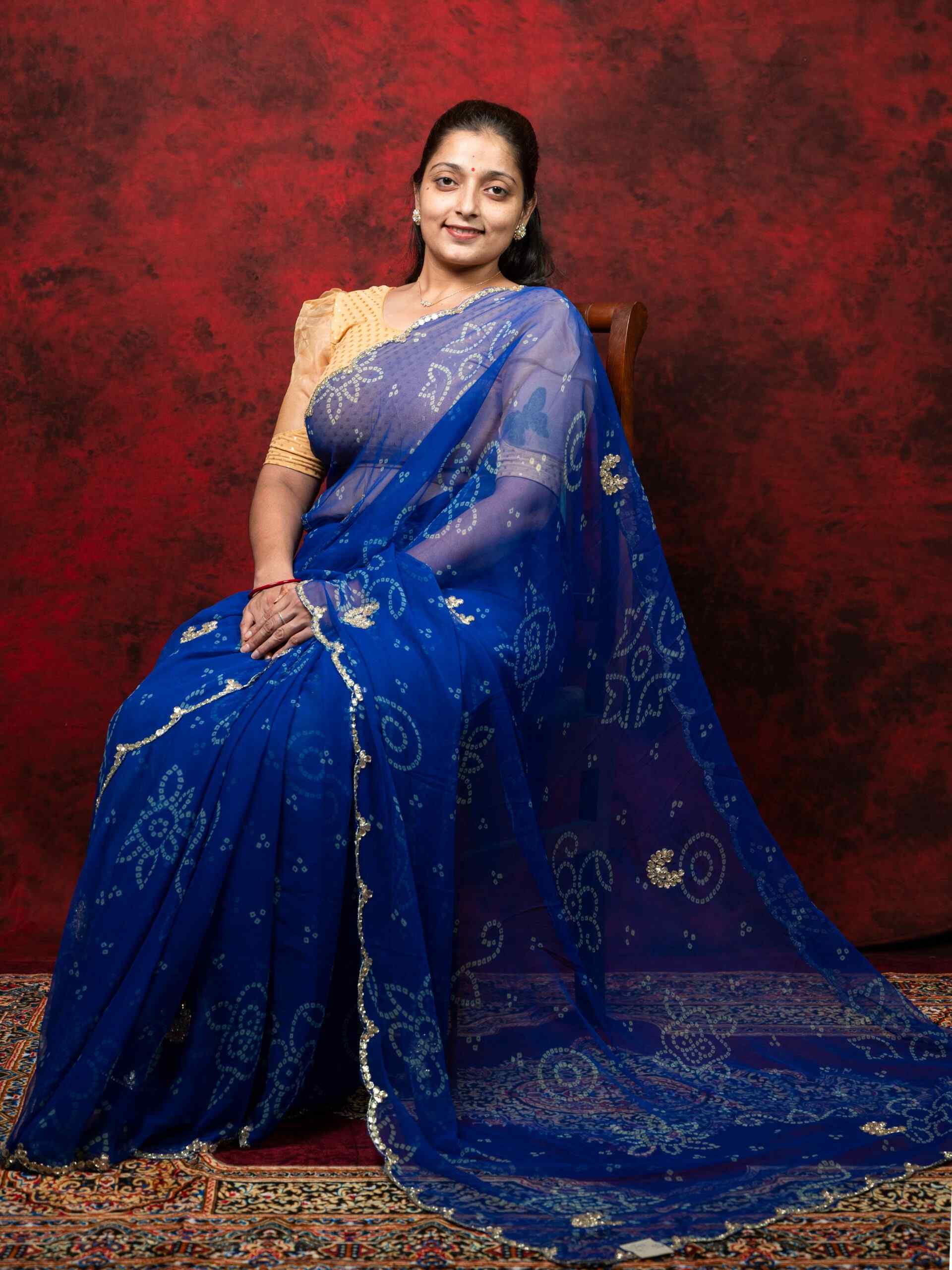 Blue Georgette Saree with Cutdana Work - Image 4