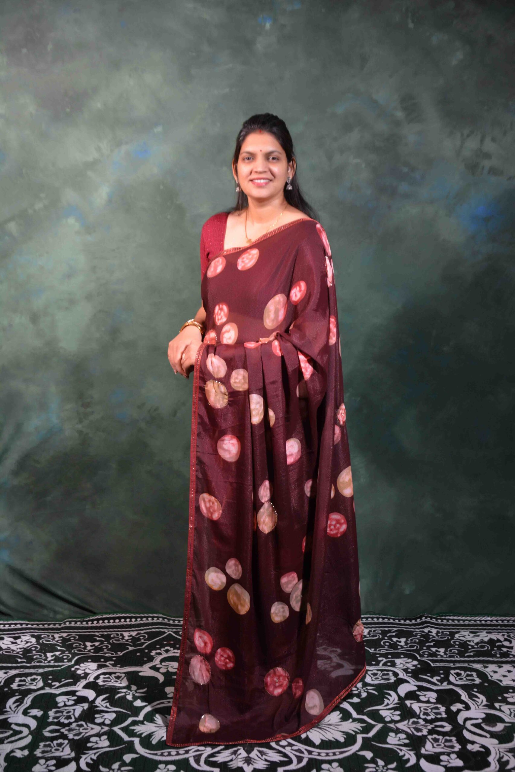 Printed Mehroon Saree