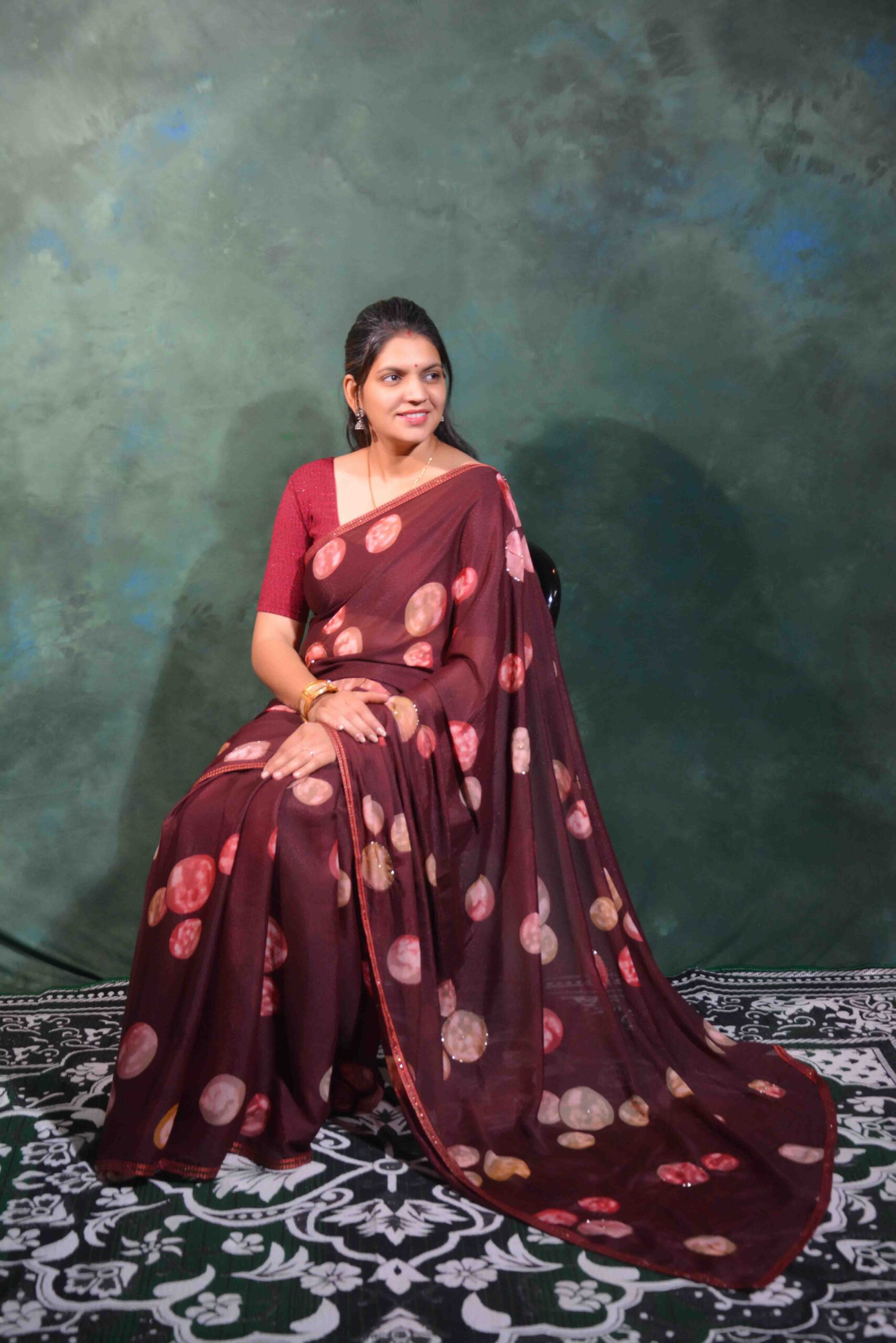 Party Wear Mehroon Saree