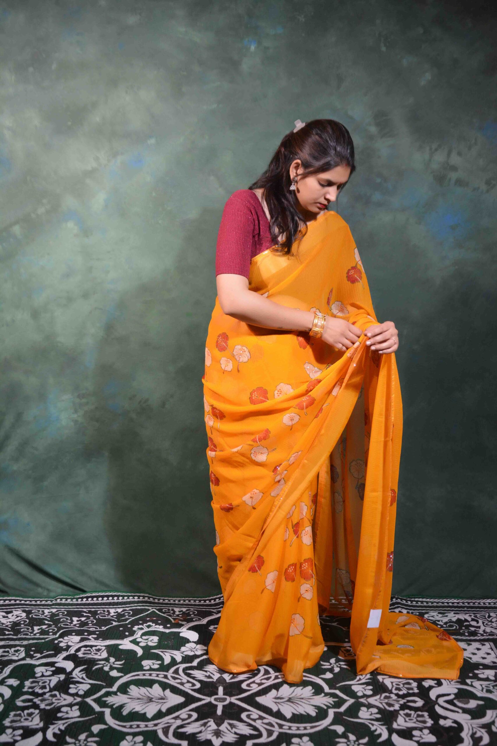 Yellow Grograte Saree