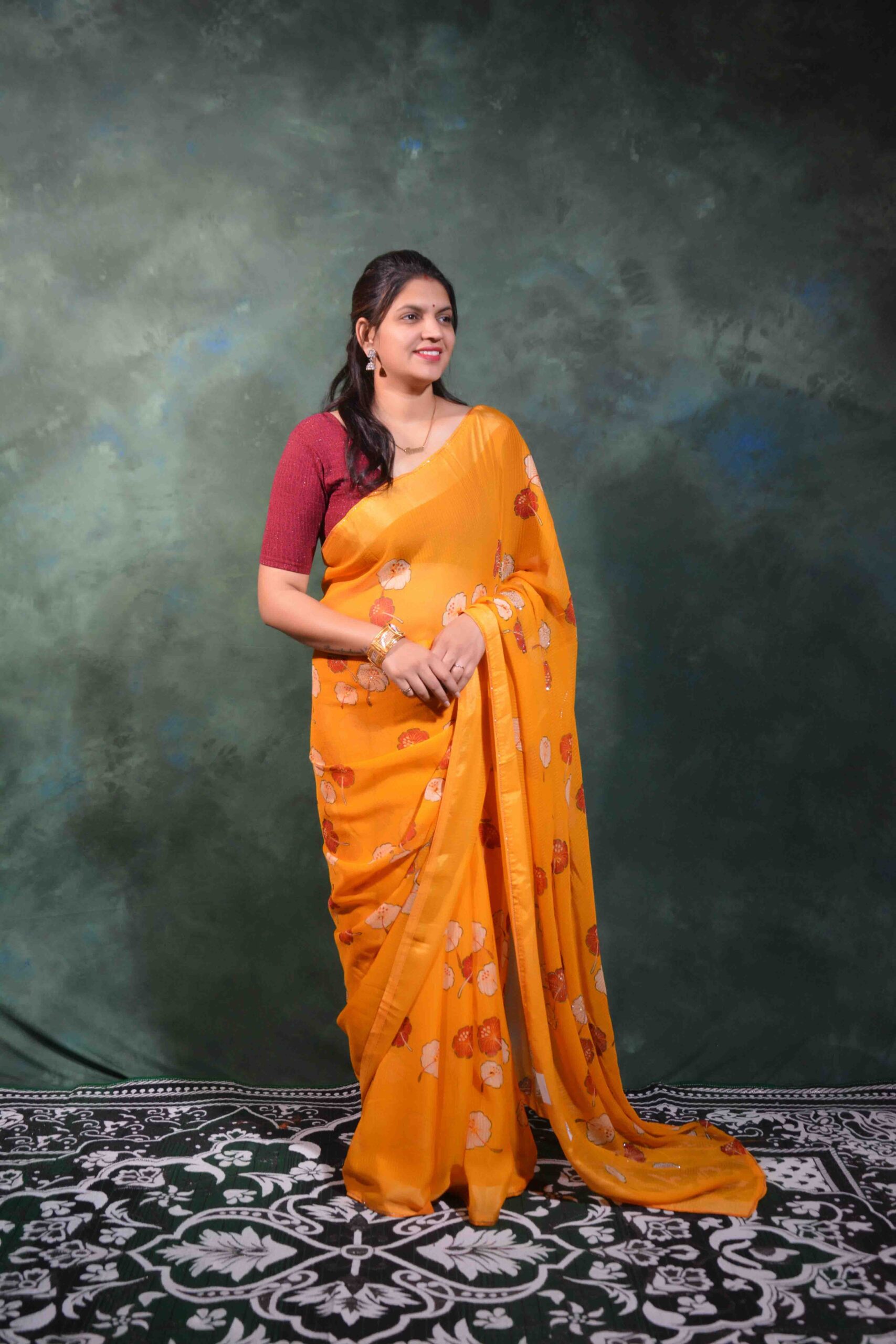 Flower Print Saree