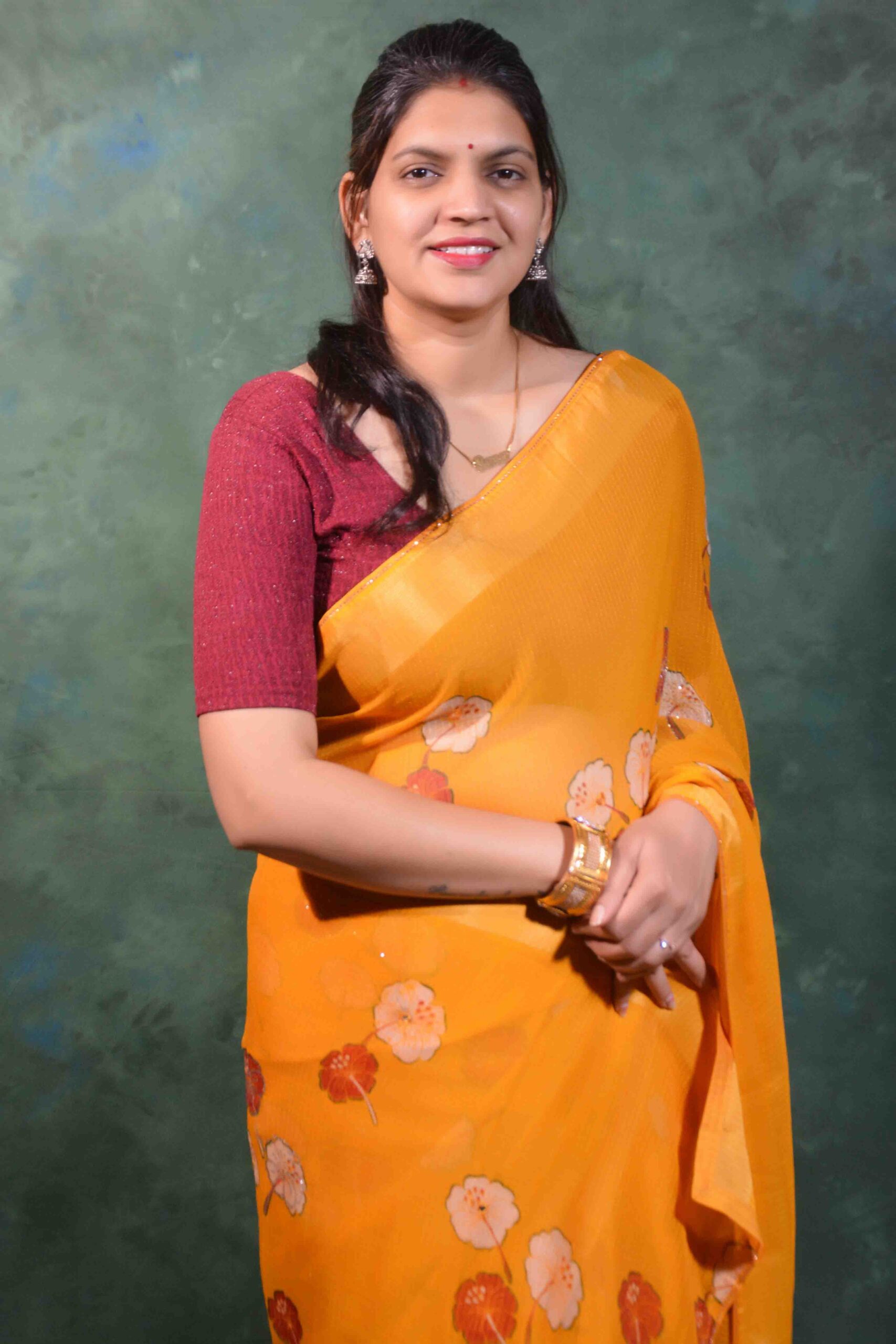 Printed Yellow Saree