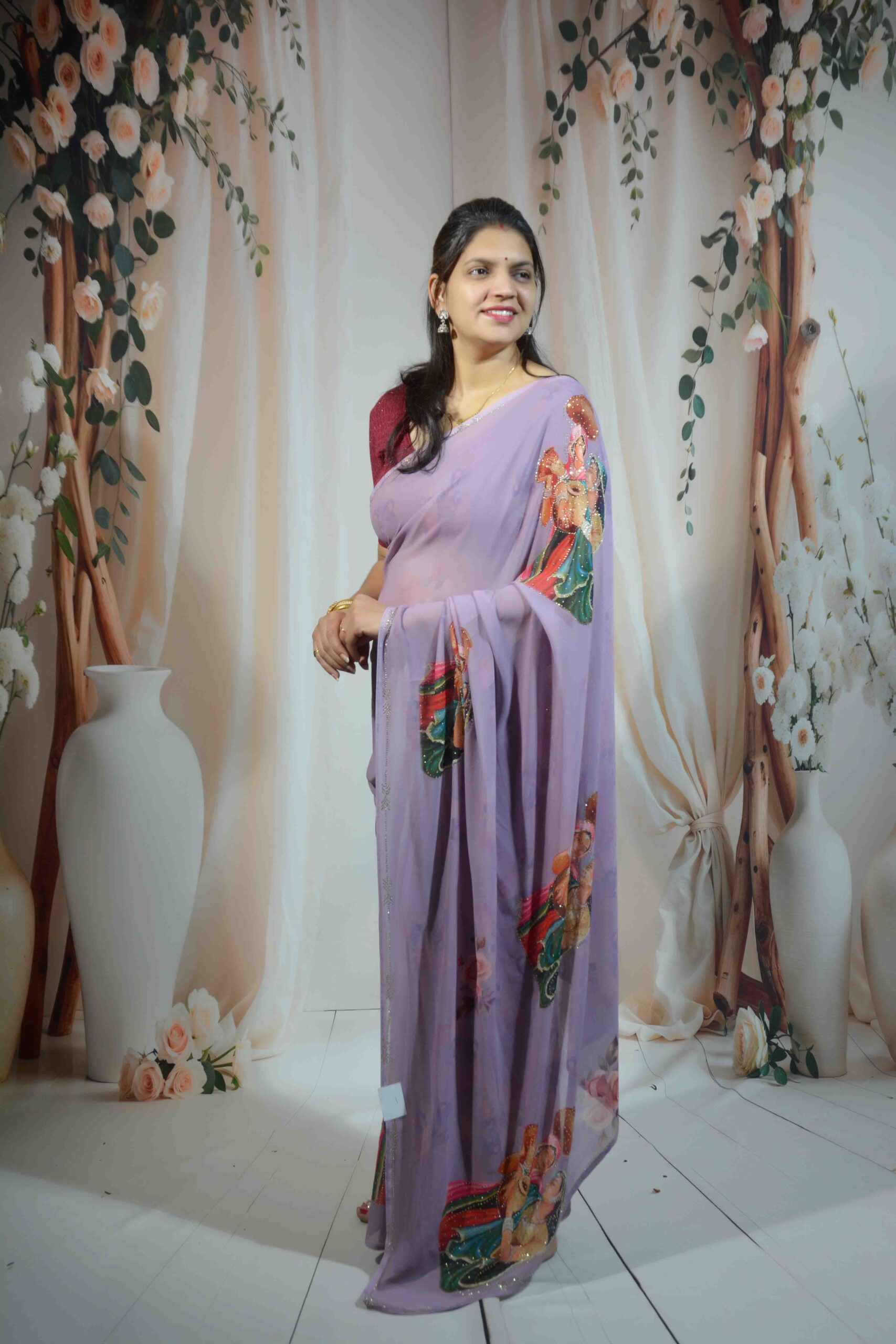 Lavender Printed Saree