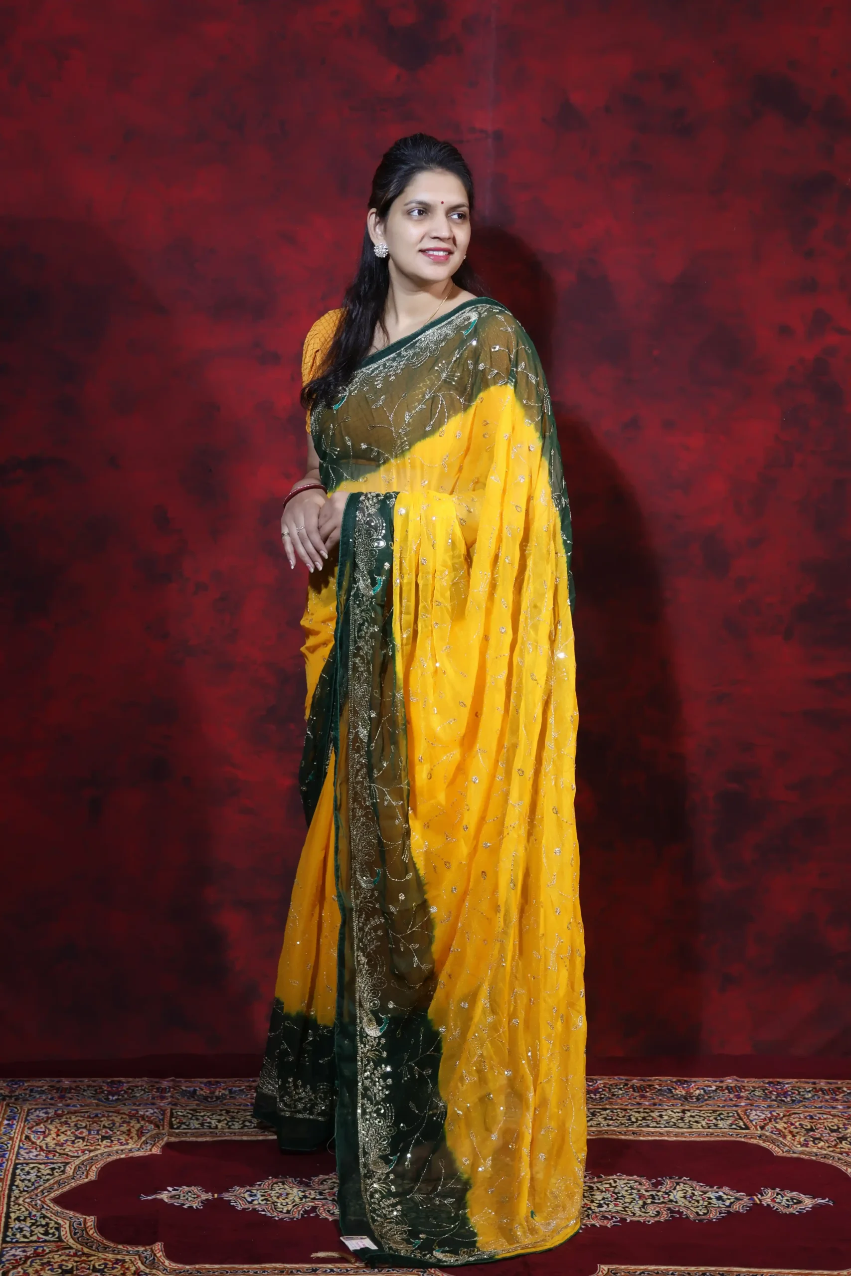 Yellow Rajputi Saree