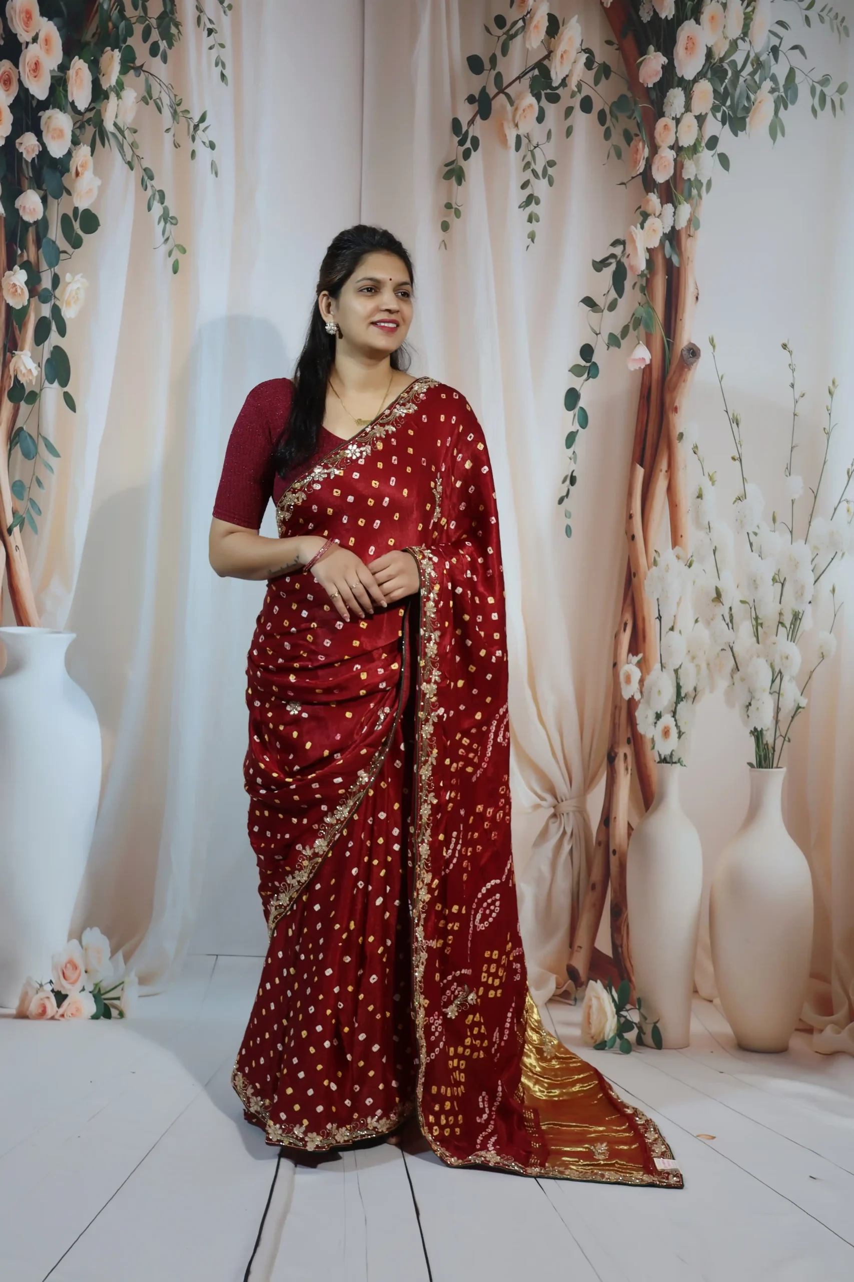 Mehroon Gaji Modal Saree