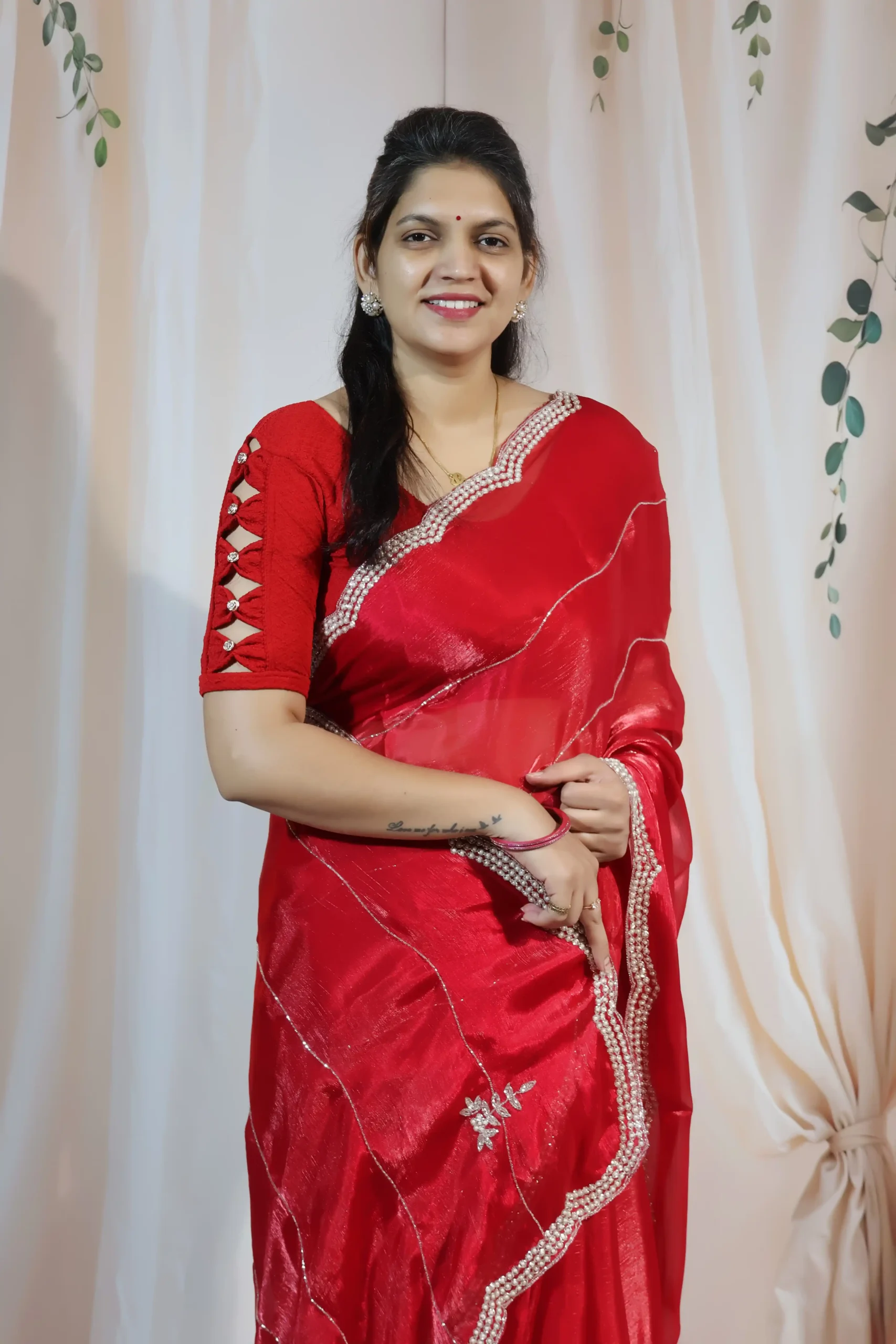 Designer Red Saree