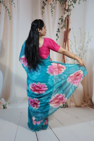 Designer Sky Blue Saree