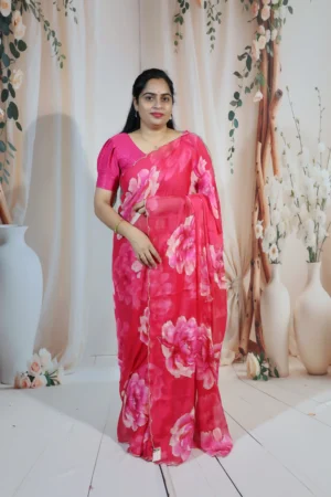 Red Floral Design Saree
