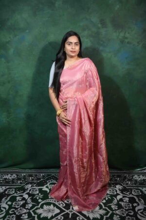 Pink Gold Crush Saree