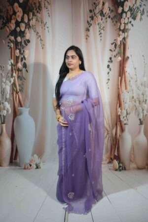 Lavender Organza Saree