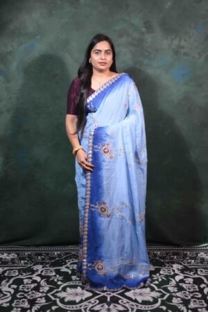 Sky Blue Gotta Patti Saree