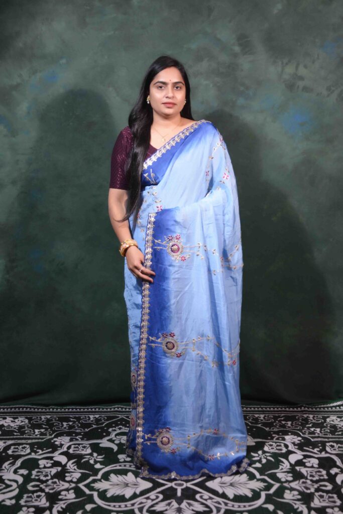 Sky Blue Gotta Patti Saree