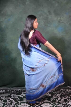 Designer Sky Blue Saree