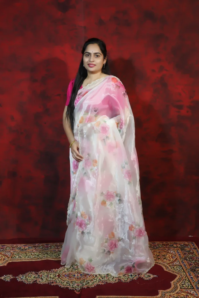 White Semi Organza Saree
