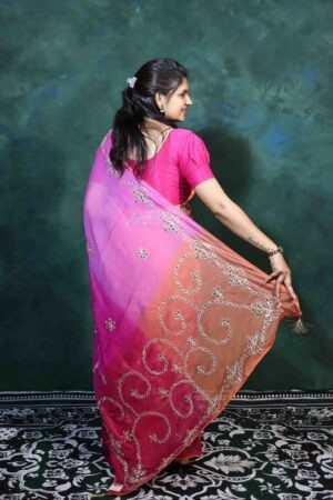 Designer Pink Red Saree