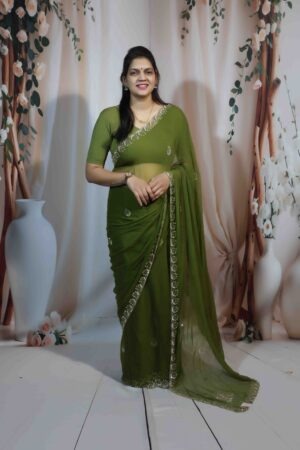 Green Fountain Fabric Saree