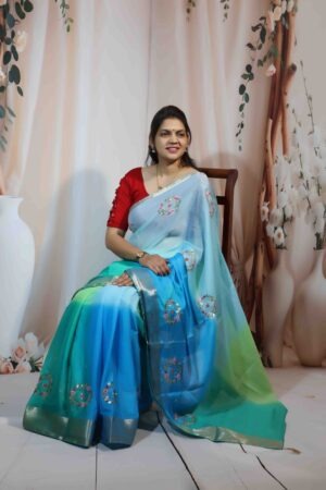 Dual Shade Chinnon Saree